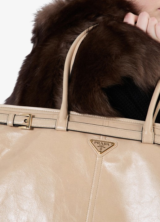 Prada Bonnie Extra-Large schoudertas van kalfsleer - detail 5 beige