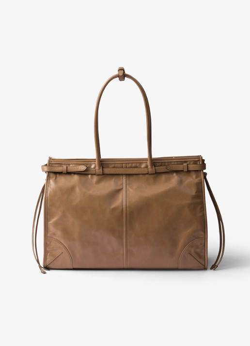 Prada Bonnie Extra-Large schoudertas van kalfsleer - achterkant 7 lichtbruin