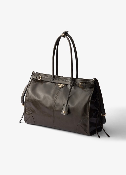 Prada Bonnie Extra-Large schoudertas van kalfsleer - voorkant 5 donkergroen