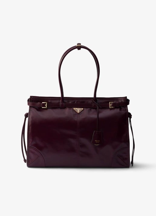 Prada Bonnie Extra-Large schoudertas van kalfsleer - voorkant 5 bordeauxrood