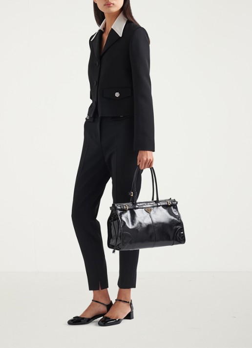 Prada Bonnie Large schoudertas van kalfsleer - voorkant 7 zwart