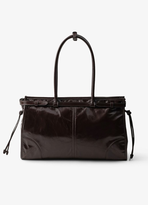 Prada Bonnie Large schoudertas van kalfsleer - achterkant 6 donkerbruin