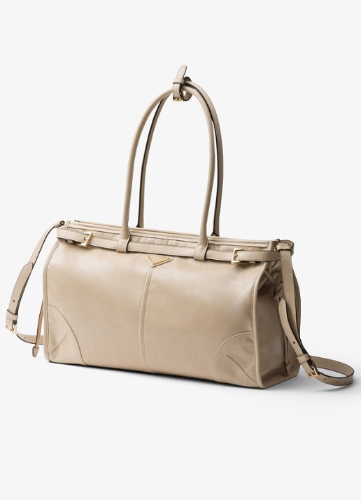 Prada Bonnie Large schoudertas van kalfsleer - detail beige