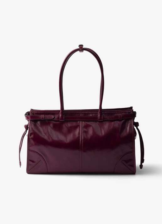 Prada Bonnie Large schoudertas van kalfsleer - achterkant bordeauxrood