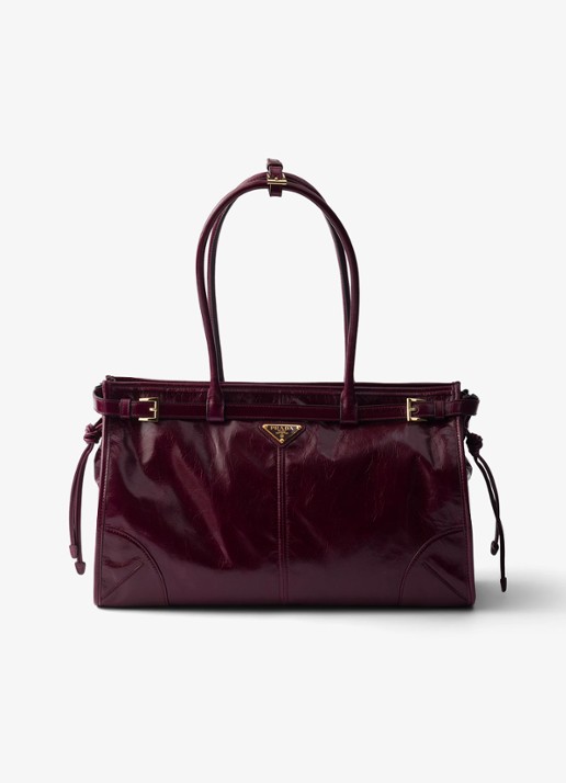 Prada Bonnie Large schoudertas van kalfsleer - voorkant 5 bordeauxrood