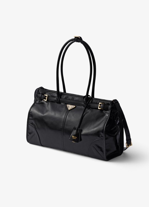 Prada Bonnie Large schoudertas van kalfsleer - voorkant 6 zwart