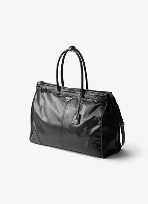 Prada Bonnie Large schoudertas van kalfsleer - voorkant 3 diepzwart