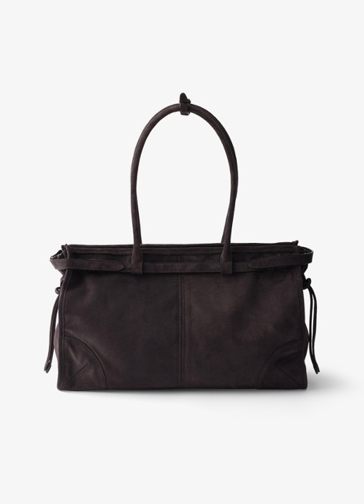 Prada Bonnie Large schoudertas van kalfssuède - achterkant 3 taupe