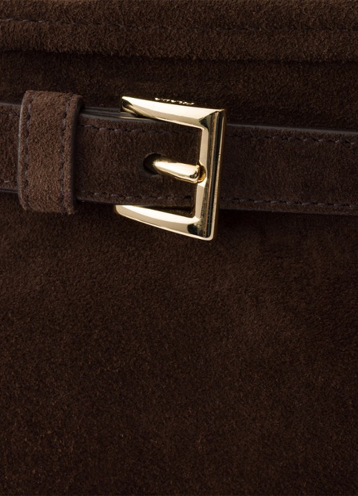 Prada Bonnie Large schoudertas van kalfssuède - detail 5 donkerbruin