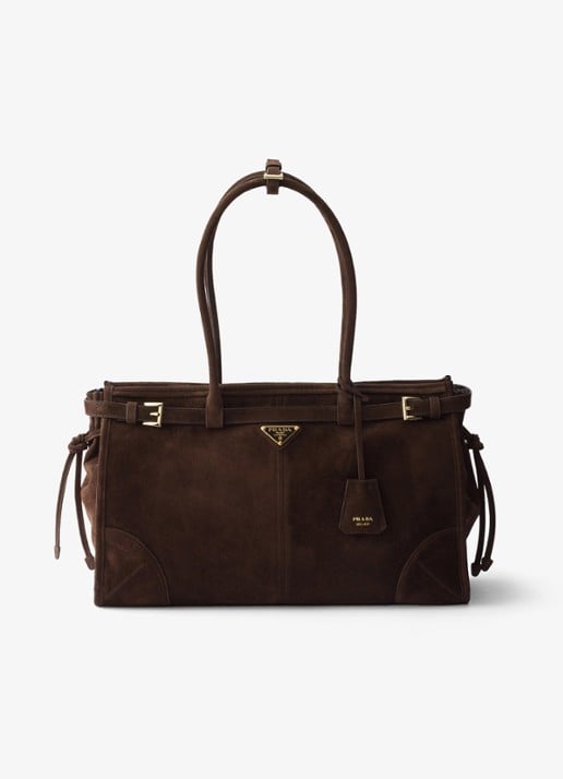 Prada Bonnie Large schoudertas van kalfssuède