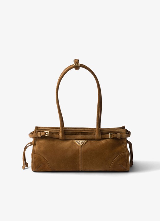 Prada Bonnie Medium handtas van kalfssuède - voorkant 5 bruin