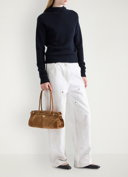 Prada Bonnie Medium handtas van kalfssuède - voorkant 6 bruin
