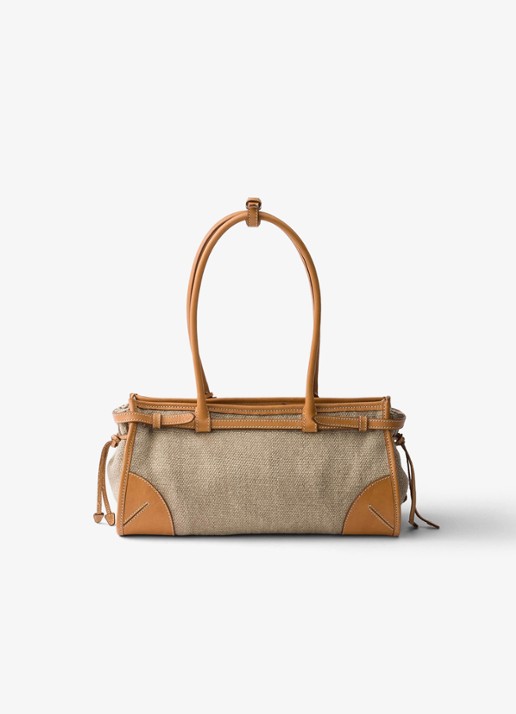 Prada Bonnie Medium schoudertas met leren details - achterkant 3 camel