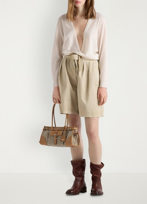 Prada Bonnie Medium schoudertas met leren details - detail 6 camel