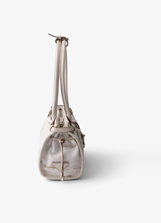 Prada Bonnie Medium schoudertas met leren details - detail gebroken wit