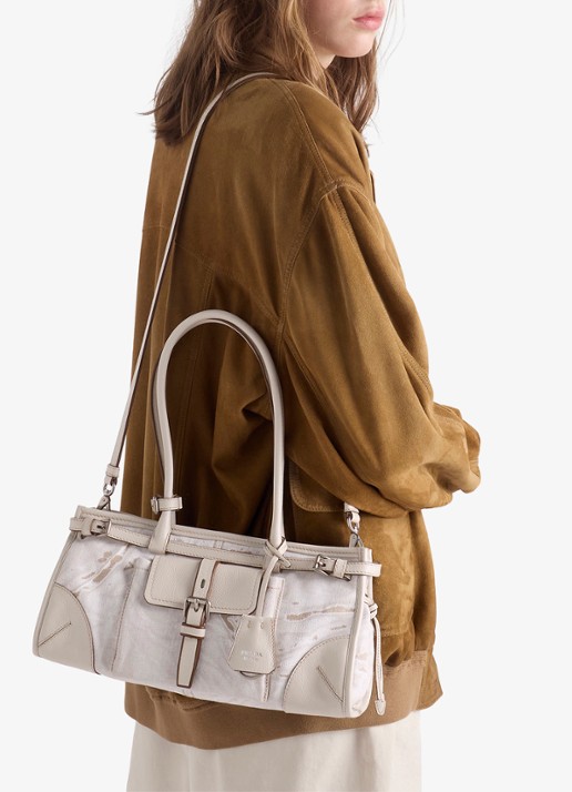 Prada Bonnie Medium schoudertas met leren details - voorkant 6 gebroken wit