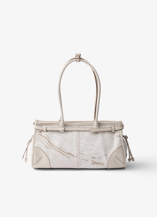 Prada Bonnie Medium schoudertas met leren details - achterkant 7 gebroken wit