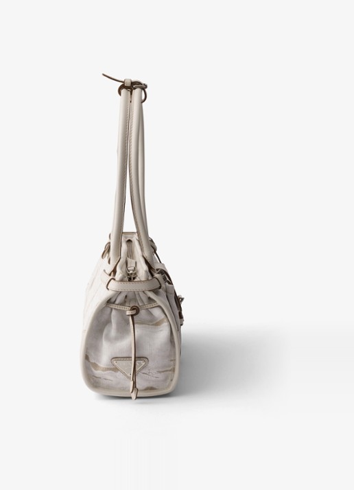 Prada Bonnie Medium schoudertas met leren details - detail 5 gebroken wit