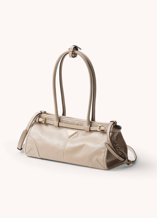 Prada Bonnie Medium schoudertas van kalfsleer - achterkant beige
