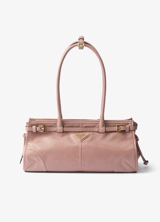 Prada Bonnie Medium schoudertas van kalfsleer - voorkant oudroze
