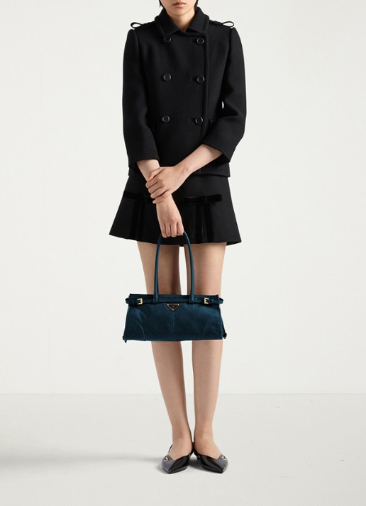 Prada Bonnie Medium schoudertas van kalfsleer - voorkant 9 petrol