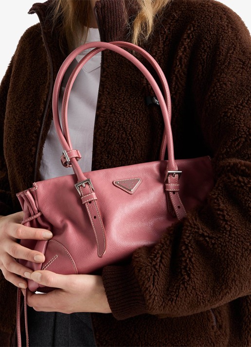 Prada Bonnie Medium schoudertas van kalfsleer - detail 4 oudroze