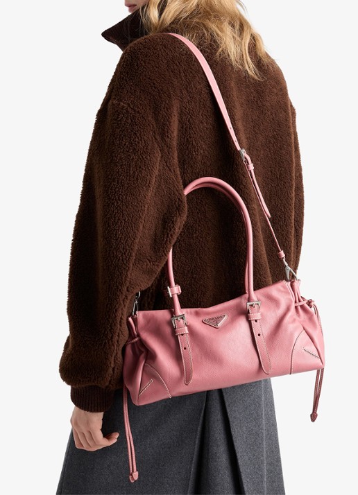 Prada Bonnie Medium schoudertas van kalfsleer - voorkant 7 oudroze
