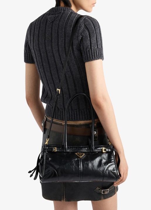 Prada Bonnie Medium schoudertas van kalfsleer - voorkant 6 zwart