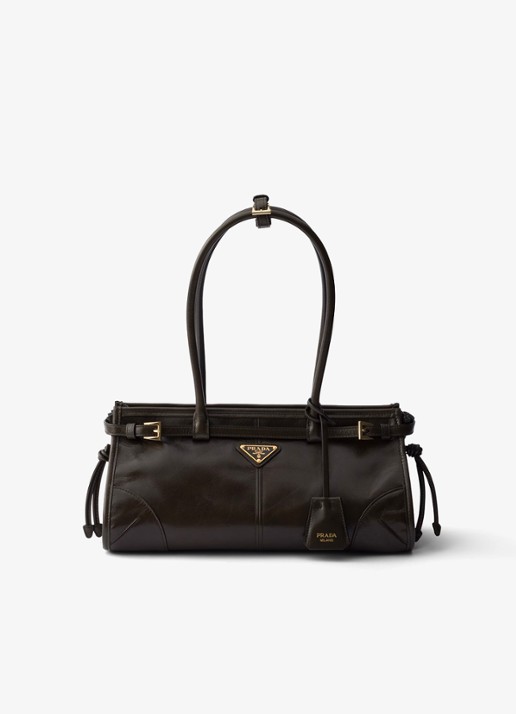 Prada Bonnie Medium schoudertas van kalfsleer - voorkant groen