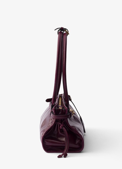Prada Bonnie Medium schoudertas van kalfsleer - detail donkerrood