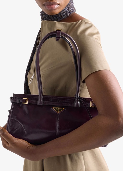 Prada Bonnie Medium schoudertas van kalfsleer - detail 3 donkerrood