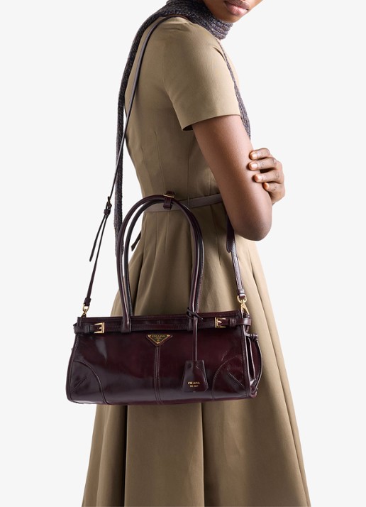 Prada Bonnie Medium schoudertas van kalfsleer - voorkant 7 donkerrood