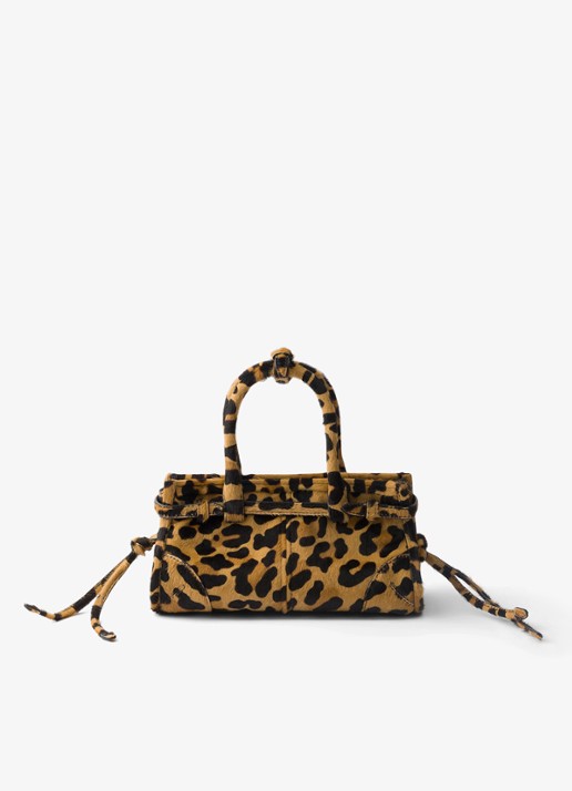 Prada Bonnie Mini handtas van kalfsleer met ponyhair - achterkant 5 gebroken wit