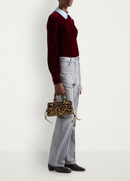 Prada Bonnie Mini handtas van kalfsleer met ponyhair - voorkant 7 gebroken wit
