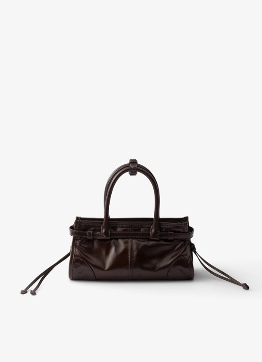 Prada Bonnie Mini handtas van kalfsleer - achterkant donkerbruin