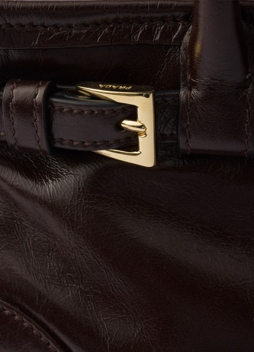 Prada Bonnie Mini handtas van kalfsleer - detail 4 donkerbruin