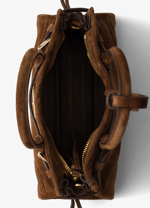 Prada Bonnie Mini handtas van kalfssuède - detail bruin