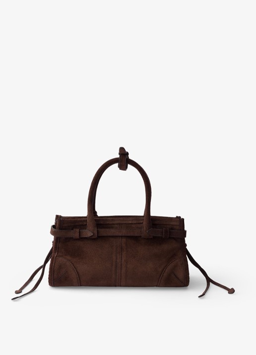 Prada Bonnie Mini handtas van kalfssuède - achterkant donkerbruin