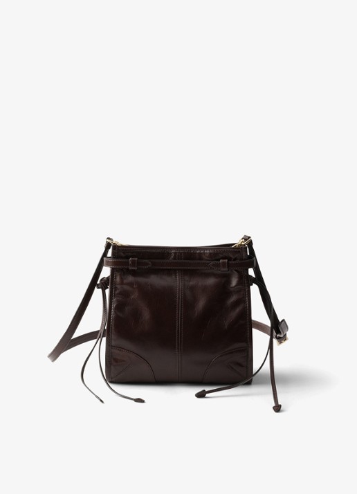Prada Bonnie Mini schoudertas van kalfsleer - achterkant 3 donkerbruin