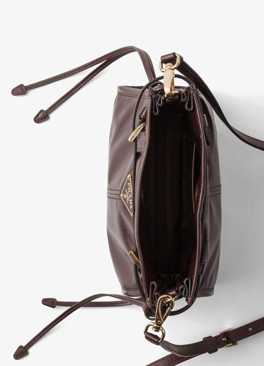 Prada Bonnie Mini schoudertas van kalfsleer - detail 4 donkerbruin