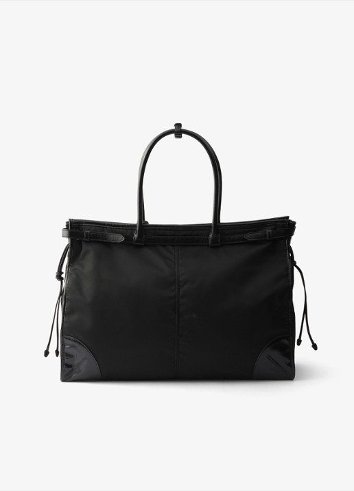 Prada Bonnie Re-Nylon schoudertas met leren details - achterkant 7 zwart