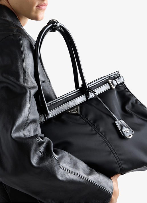 Prada Bonnie Re-Nylon schoudertas met leren details - detail 4 zwart