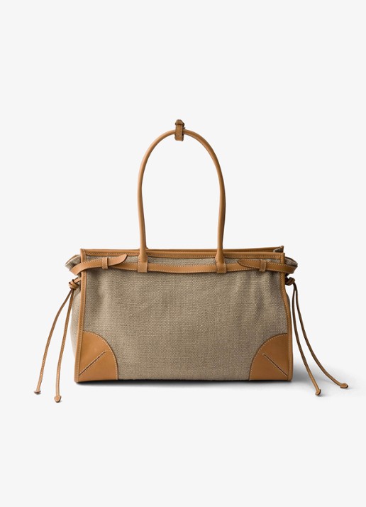 Prada Bonnie schoudertas met leren details - achterkant zand