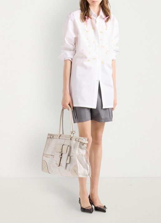 Prada Bonnie schoudertas met leren details - detail 6 wit