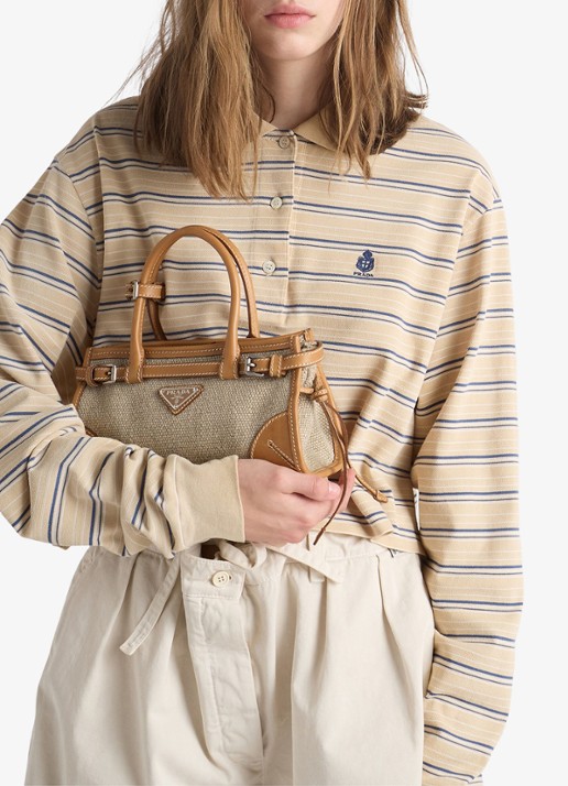 Prada Bonnie Small handtas met leren details - detail 4 zand