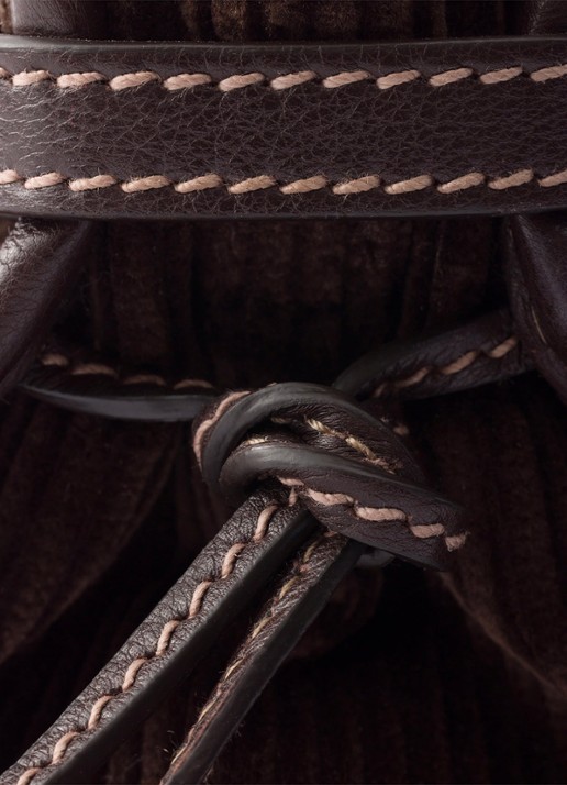 Prada Bonnie Small handtas van corduroy met leren details - detail 4 donkerbruin