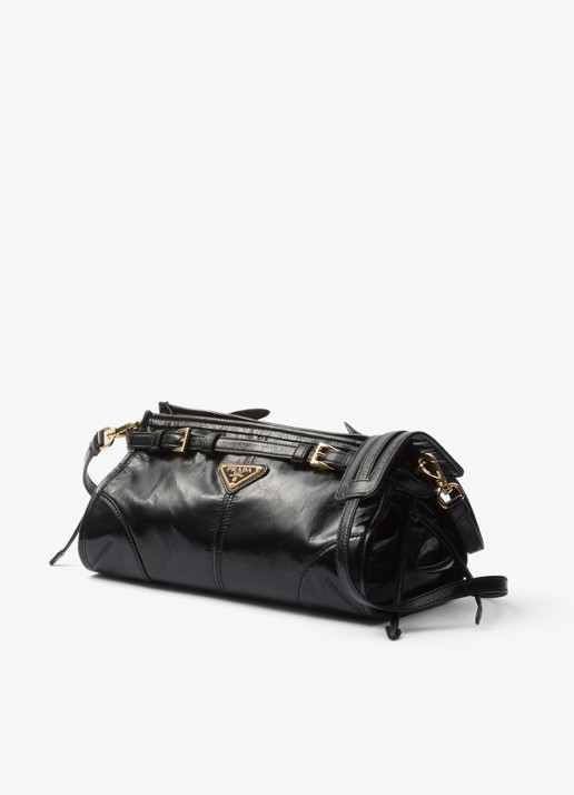 Prada Bonnie Small schoudertas van leer met afneembare schouderriem - detail 2 zwart