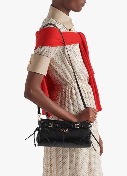 Prada Bonnie Small schoudertas van leer met afneembare schouderriem - detail 5 zwart