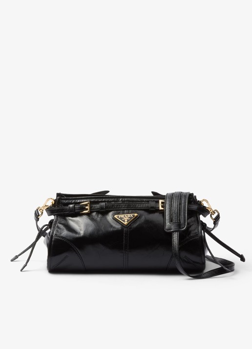 Prada Bonnie Small schoudertas van leer met afneembare schouderriem - voorkant 6 zwart