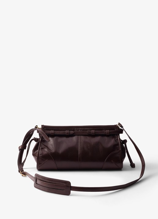 Prada Bonnie Small schoudertas van leer met afneembare schouderriem - achterkant 7 donkerbruin